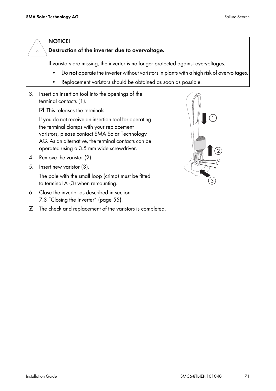 SMA SMC 6000TL Installation User Manual | Page 71 / 88