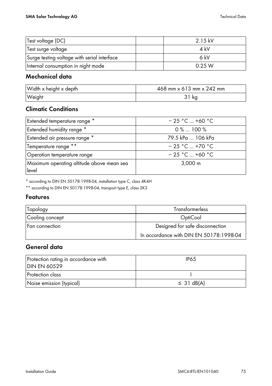 SMA SMC 6000TL Installation User Manual | Page 75 / 88