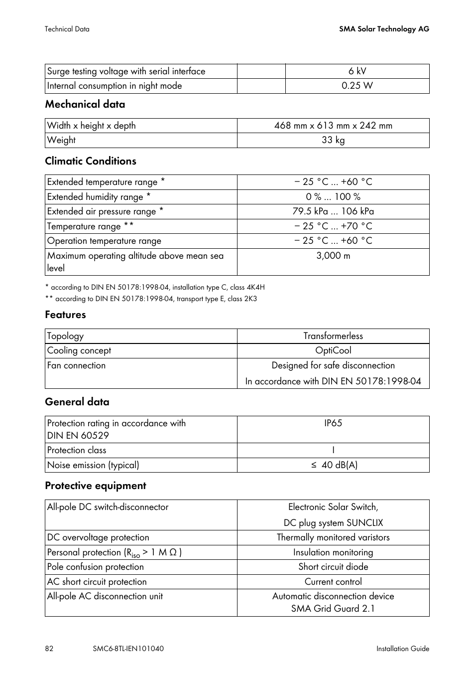 SMA SMC 6000TL Installation User Manual | Page 82 / 88