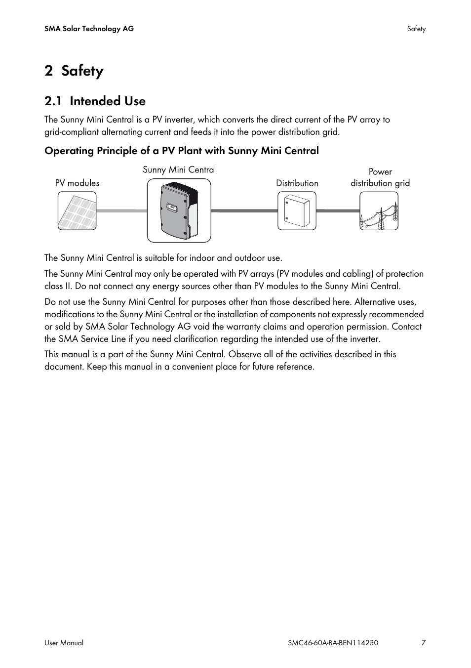 2 safety, 1 intended use, Safety | Intended use | SMA SMC 4600A User Manual | Page 7 / 24