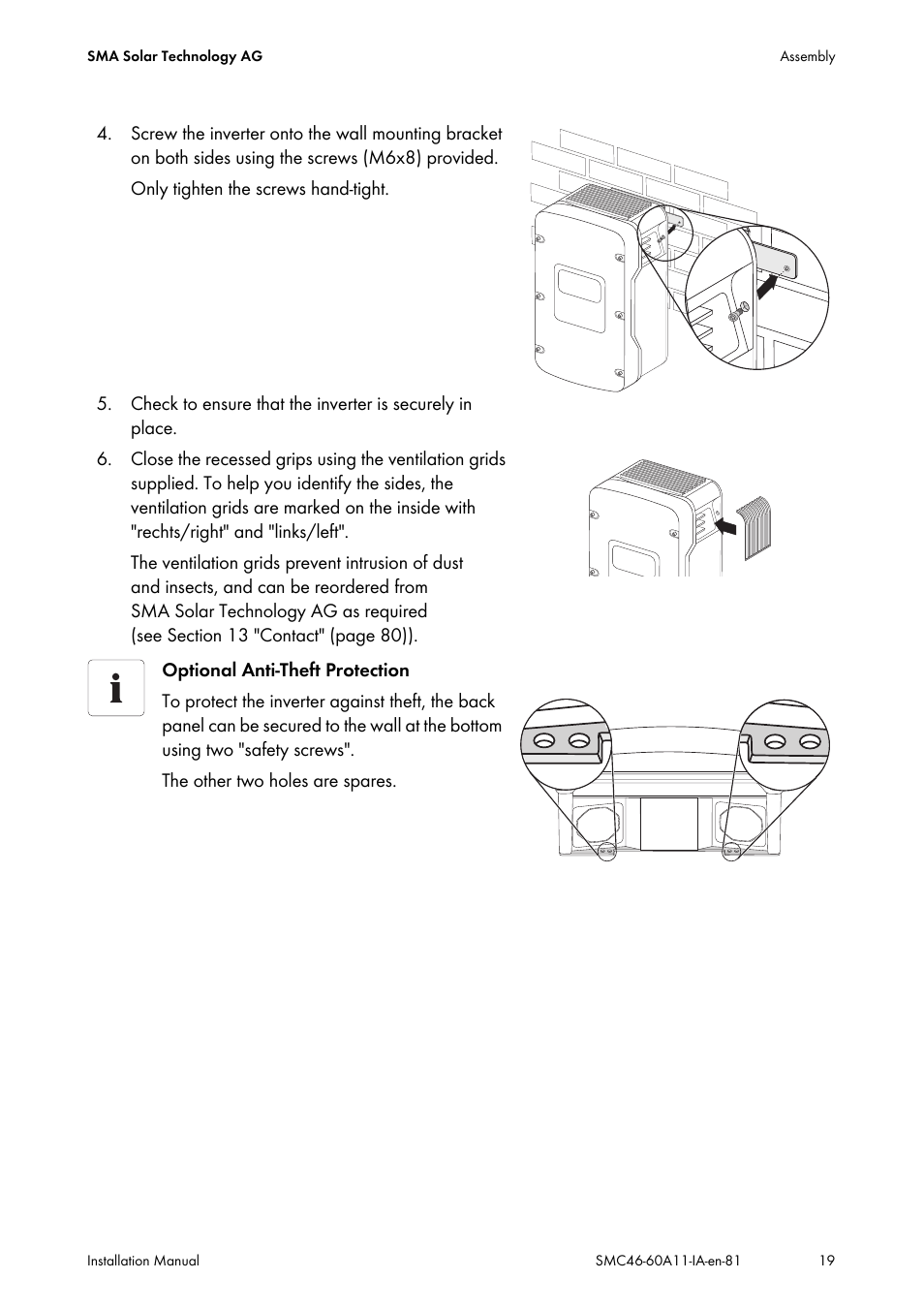 SMA SMC 4600A Installation User Manual | Page 19 / 84