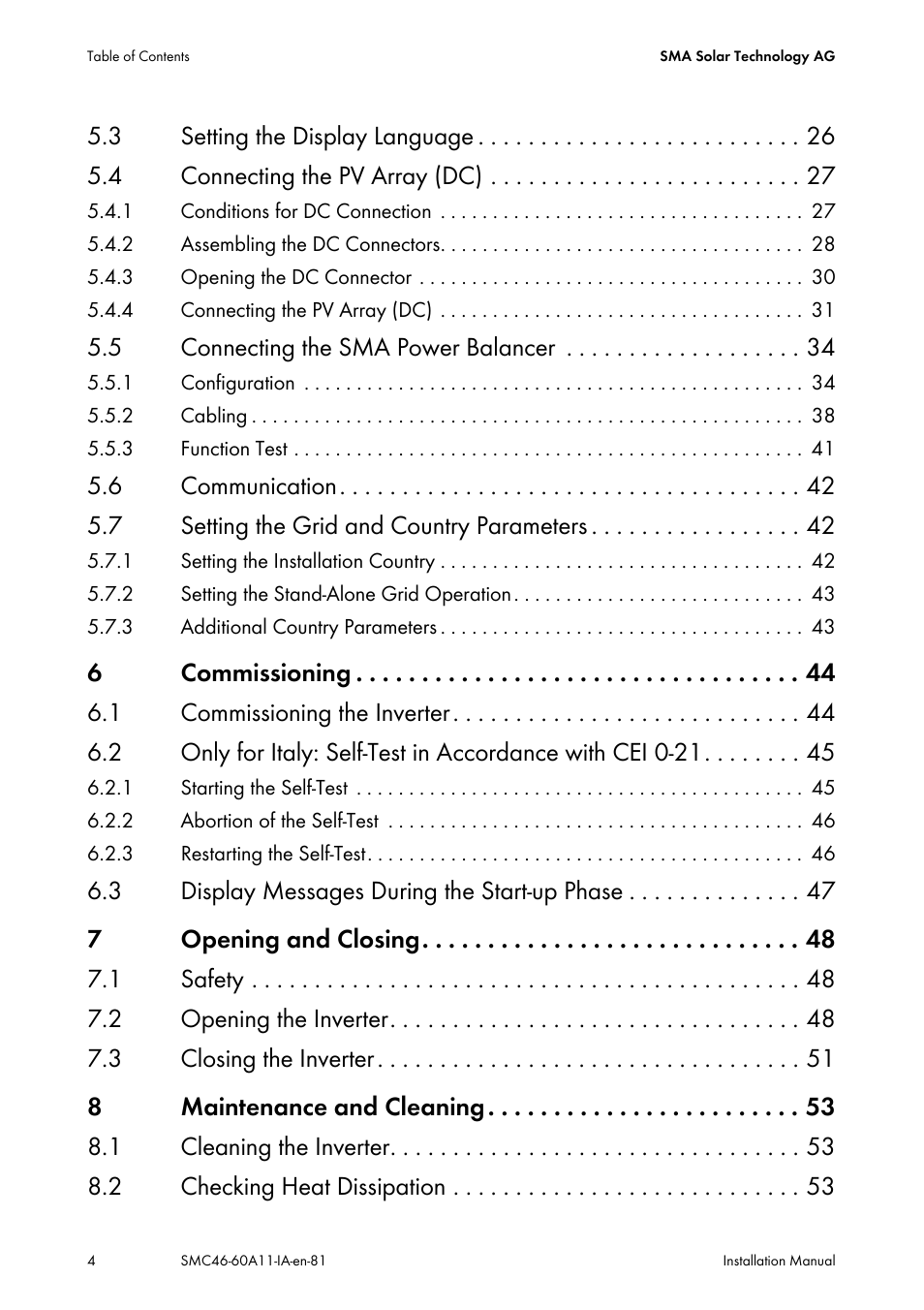 SMA SMC 4600A Installation User Manual | Page 4 / 84