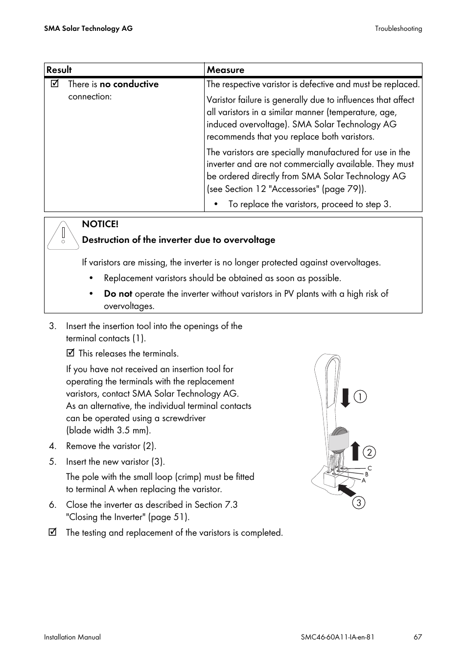 SMA SMC 4600A Installation User Manual | Page 67 / 84