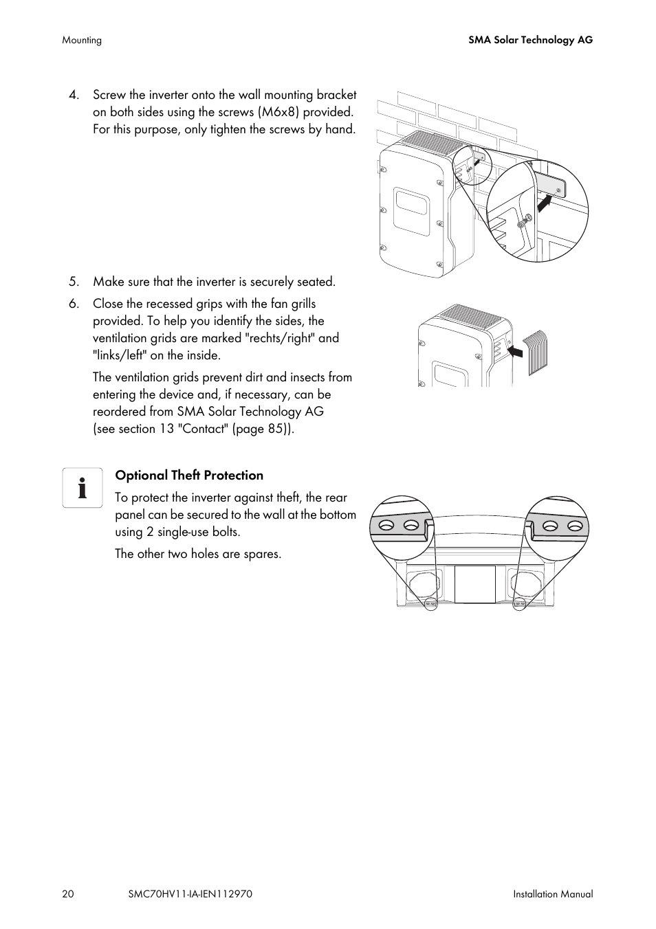 SMA SMC 7000HV Installation User Manual | Page 20 / 88