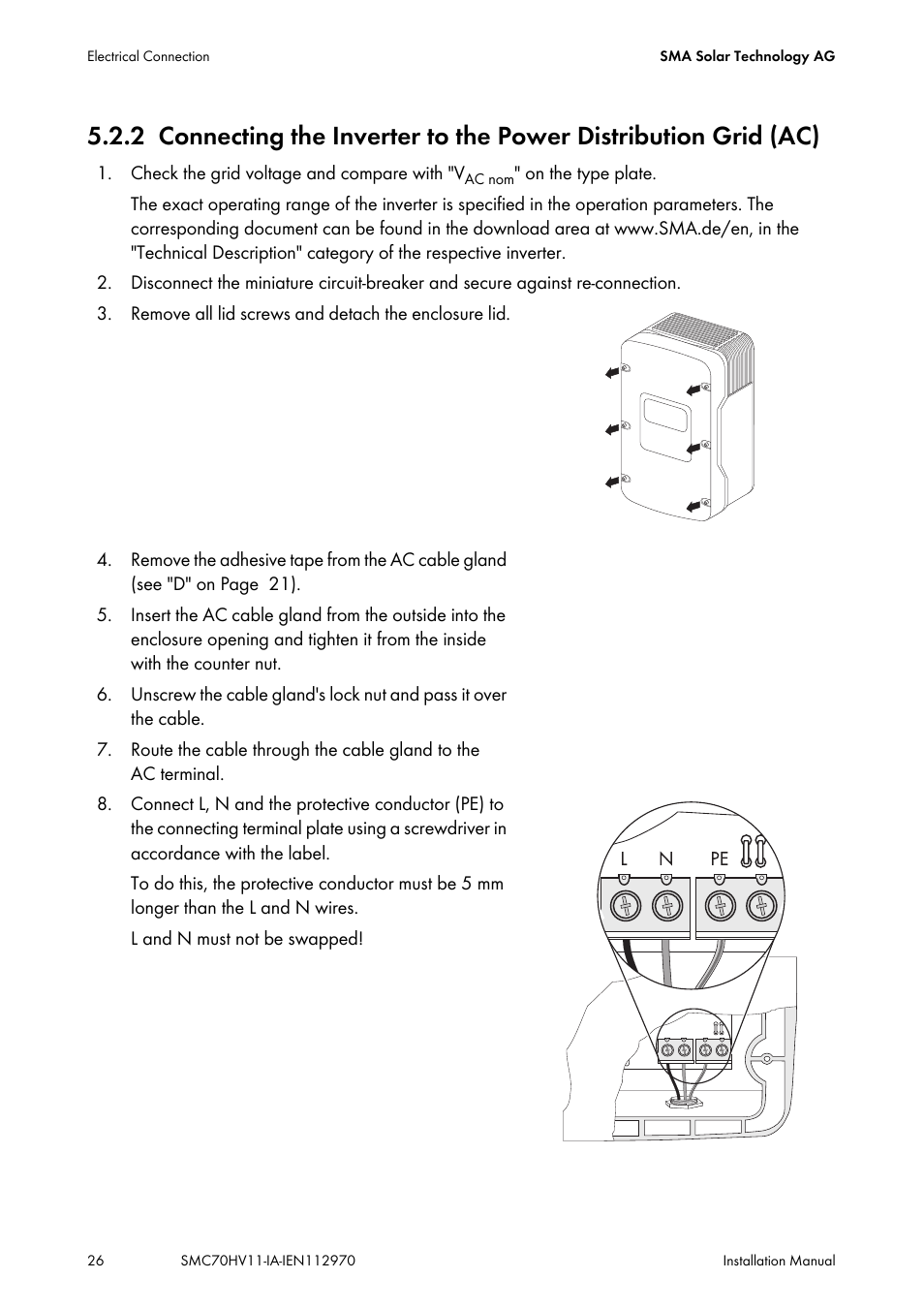 SMA SMC 7000HV Installation User Manual | Page 26 / 88