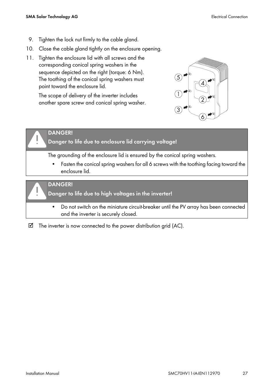 SMA SMC 7000HV Installation User Manual | Page 27 / 88