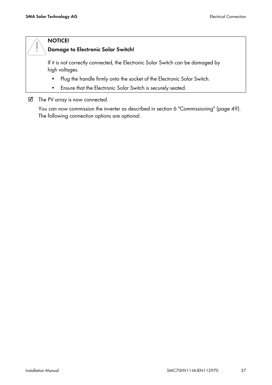 SMA SMC 7000HV Installation User Manual | Page 37 / 88