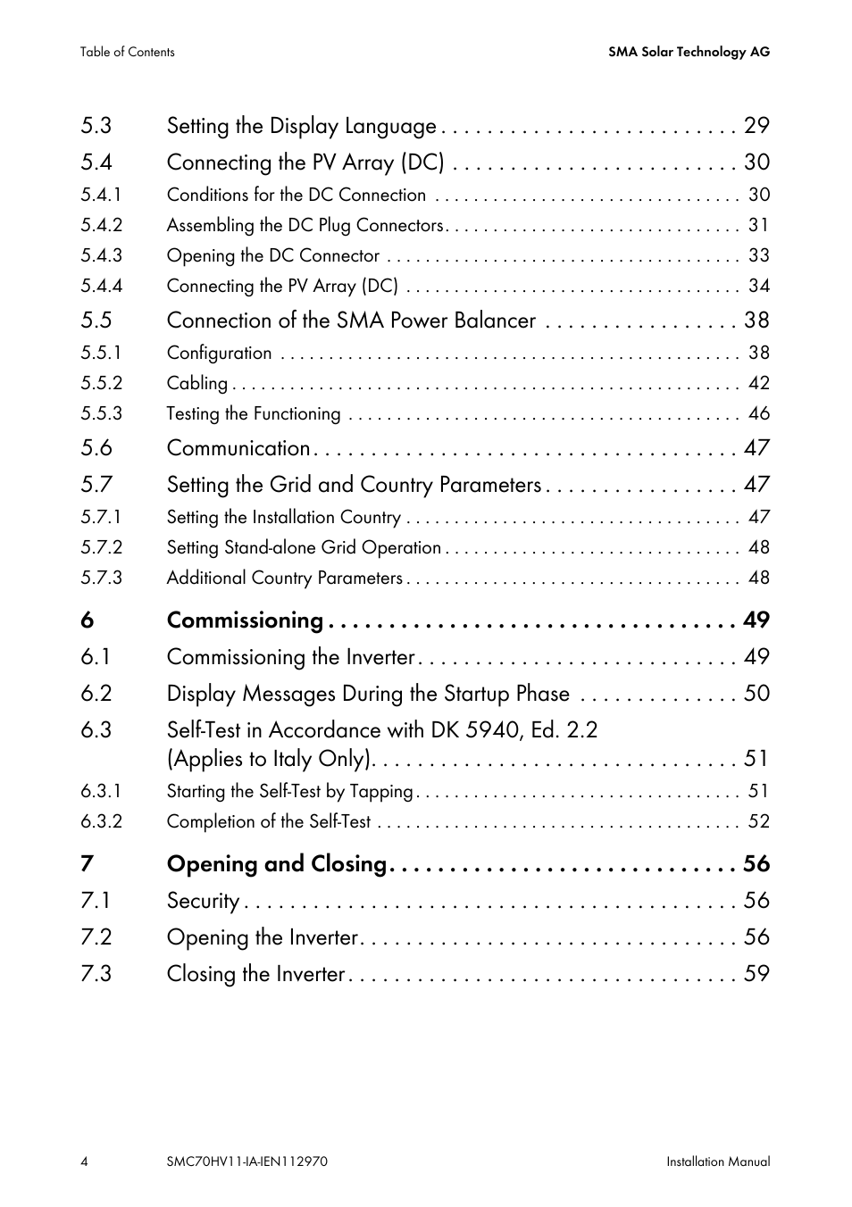 SMA SMC 7000HV Installation User Manual | Page 4 / 88
