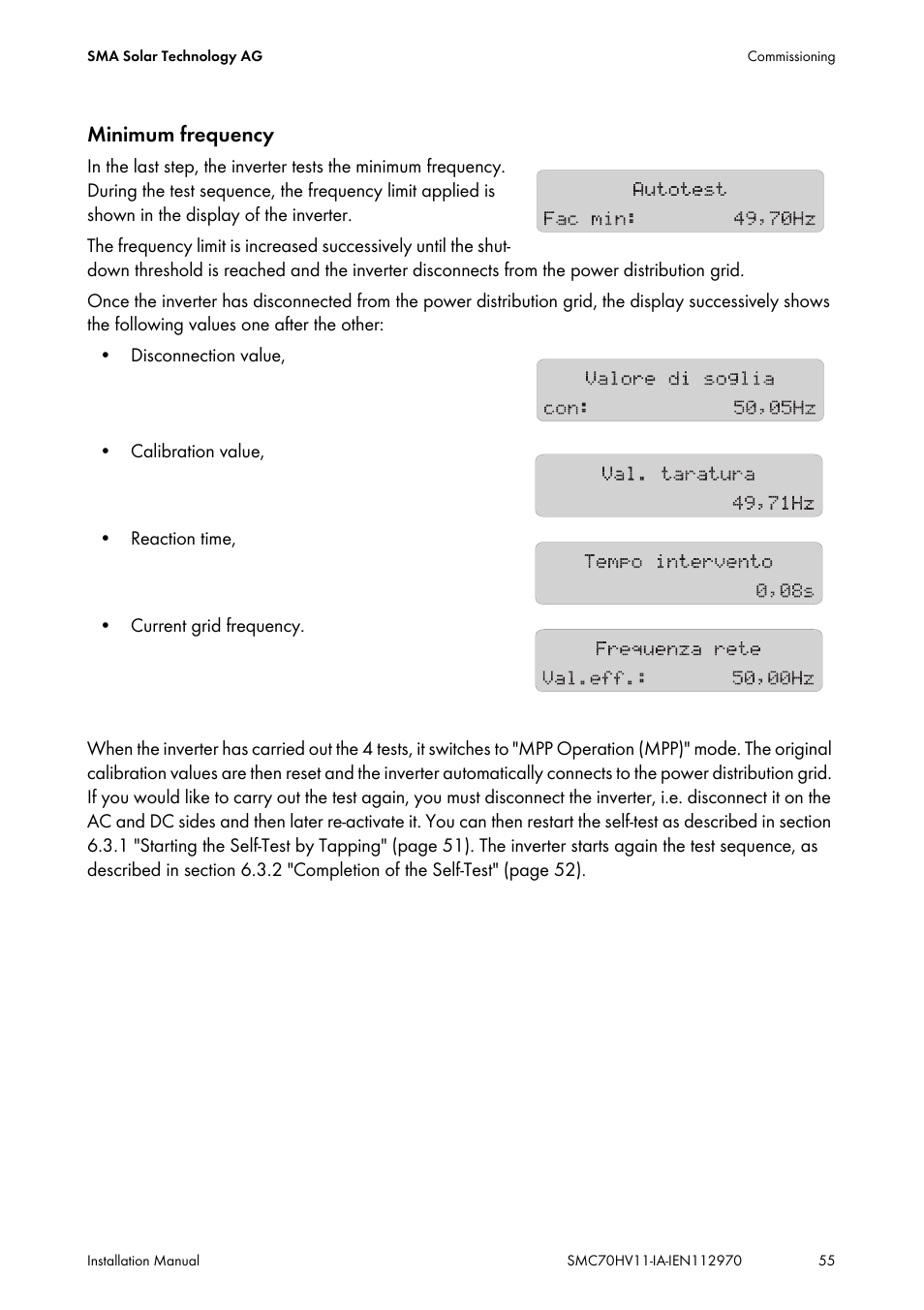 Minimum frequency | SMA SMC 7000HV Installation User Manual | Page 55 / 88