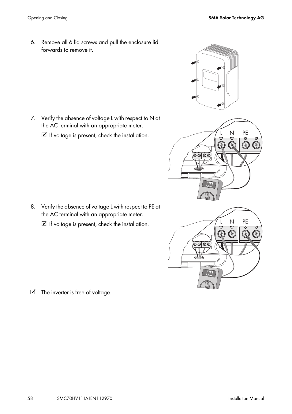SMA SMC 7000HV Installation User Manual | Page 58 / 88