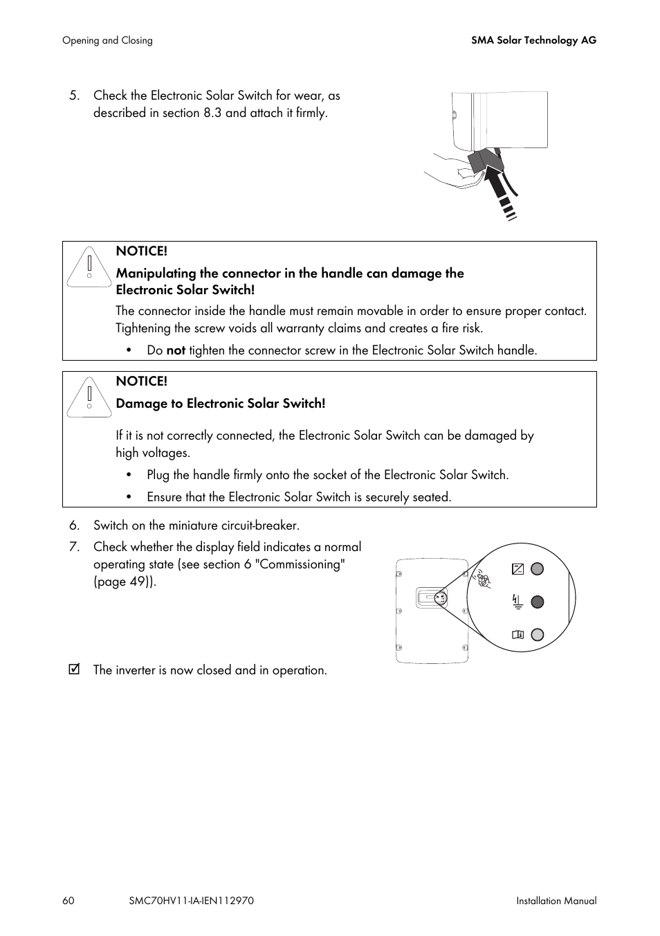 SMA SMC 7000HV Installation User Manual | Page 60 / 88