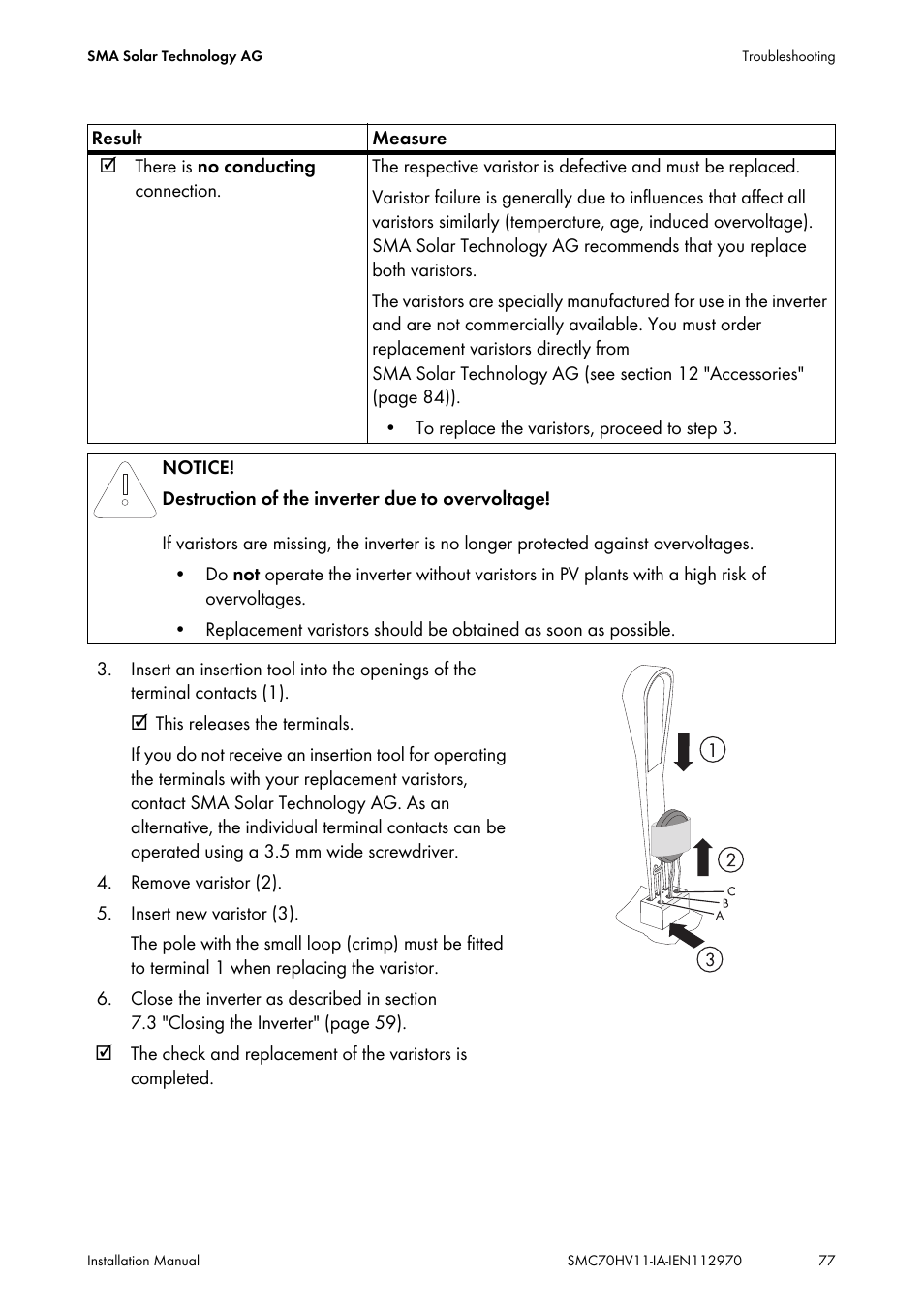 SMA SMC 7000HV Installation User Manual | Page 77 / 88