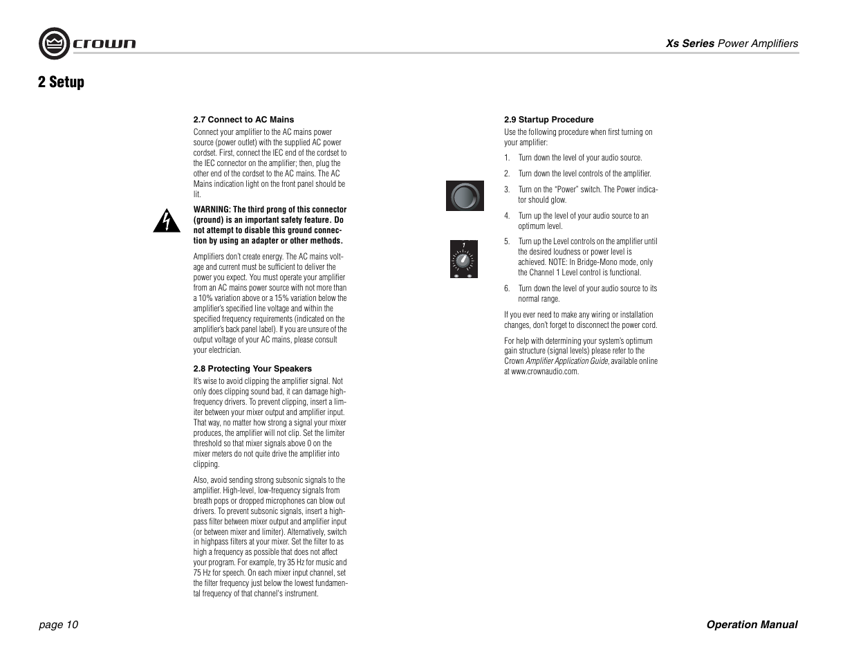 2 setup | Crown Audio Xs Series User Manual | Page 10 / 28