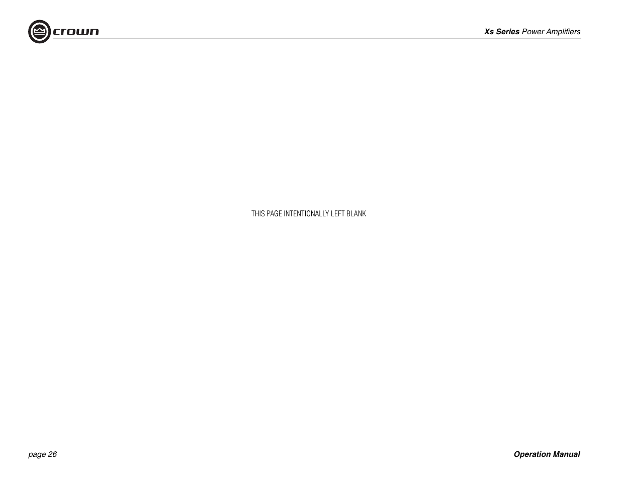 Crown Audio Xs Series User Manual | Page 26 / 28