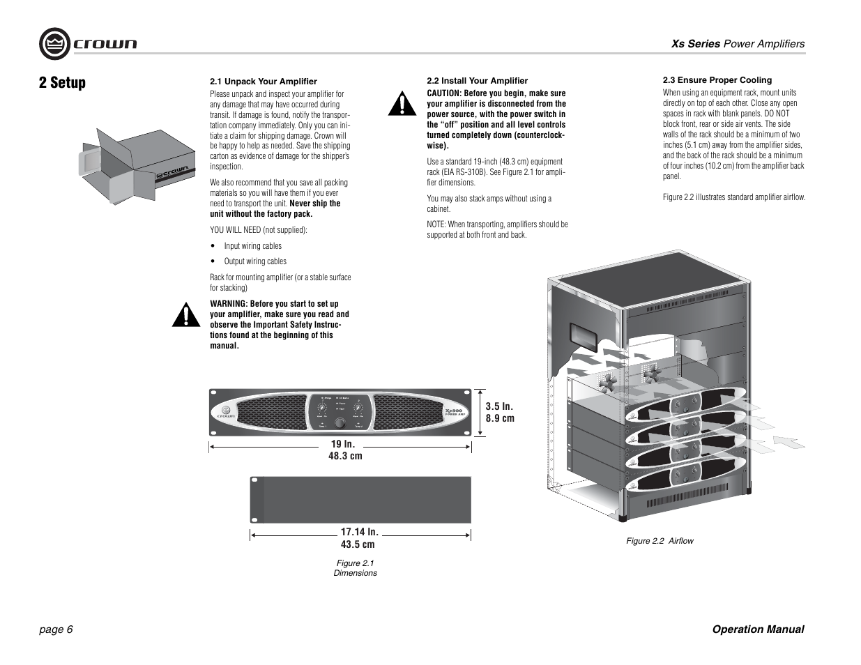 2 setup | Crown Audio Xs Series User Manual | Page 6 / 28