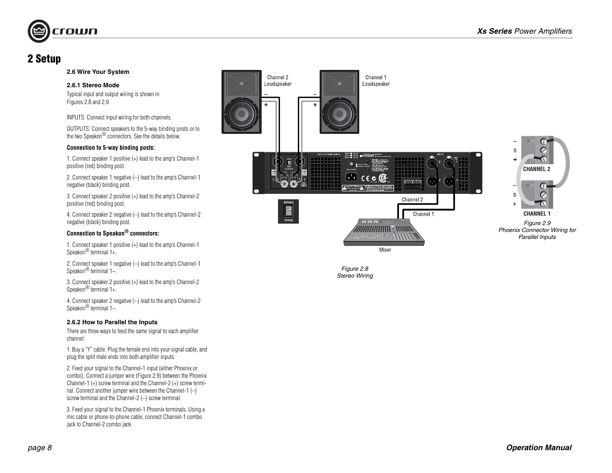 2 setup | Crown Audio Xs Series User Manual | Page 8 / 28