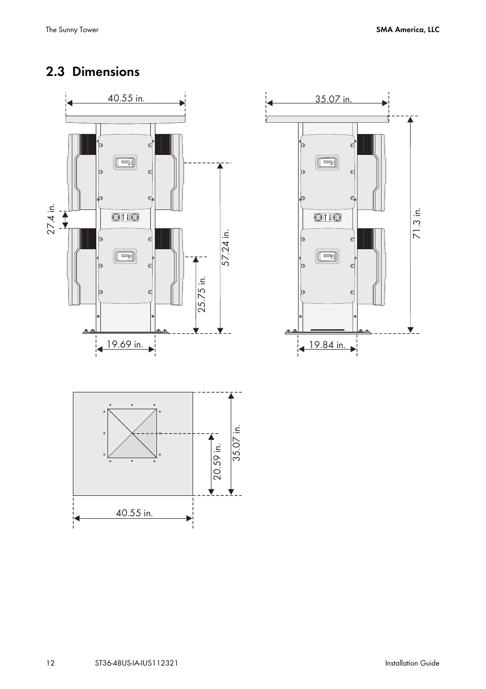 3 dimensions, Dimensions | SMA ST6-US User Manual | Page 12 / 60