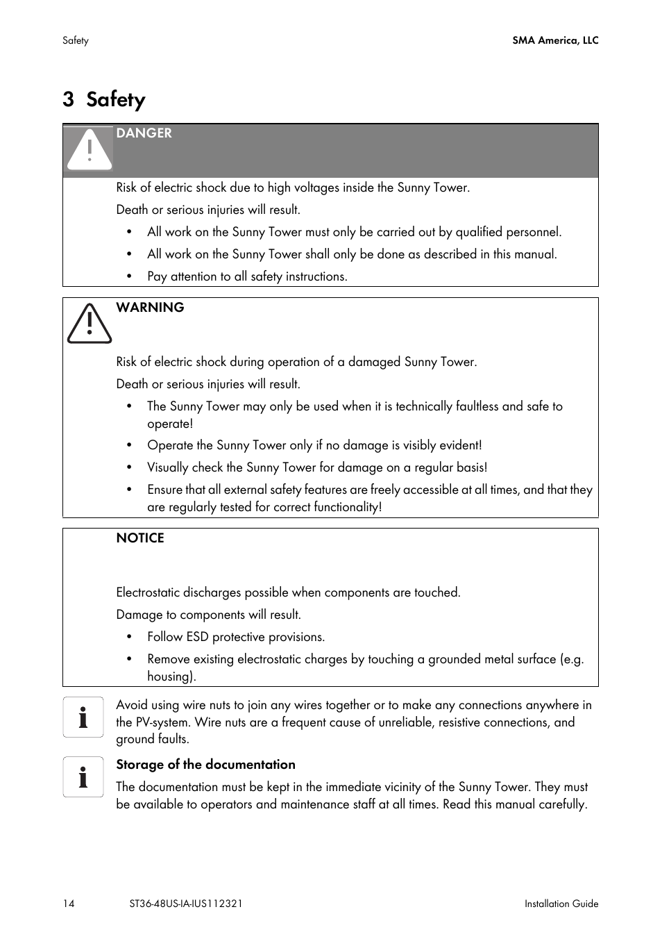3 safety, Safety | SMA ST6-US User Manual | Page 14 / 60