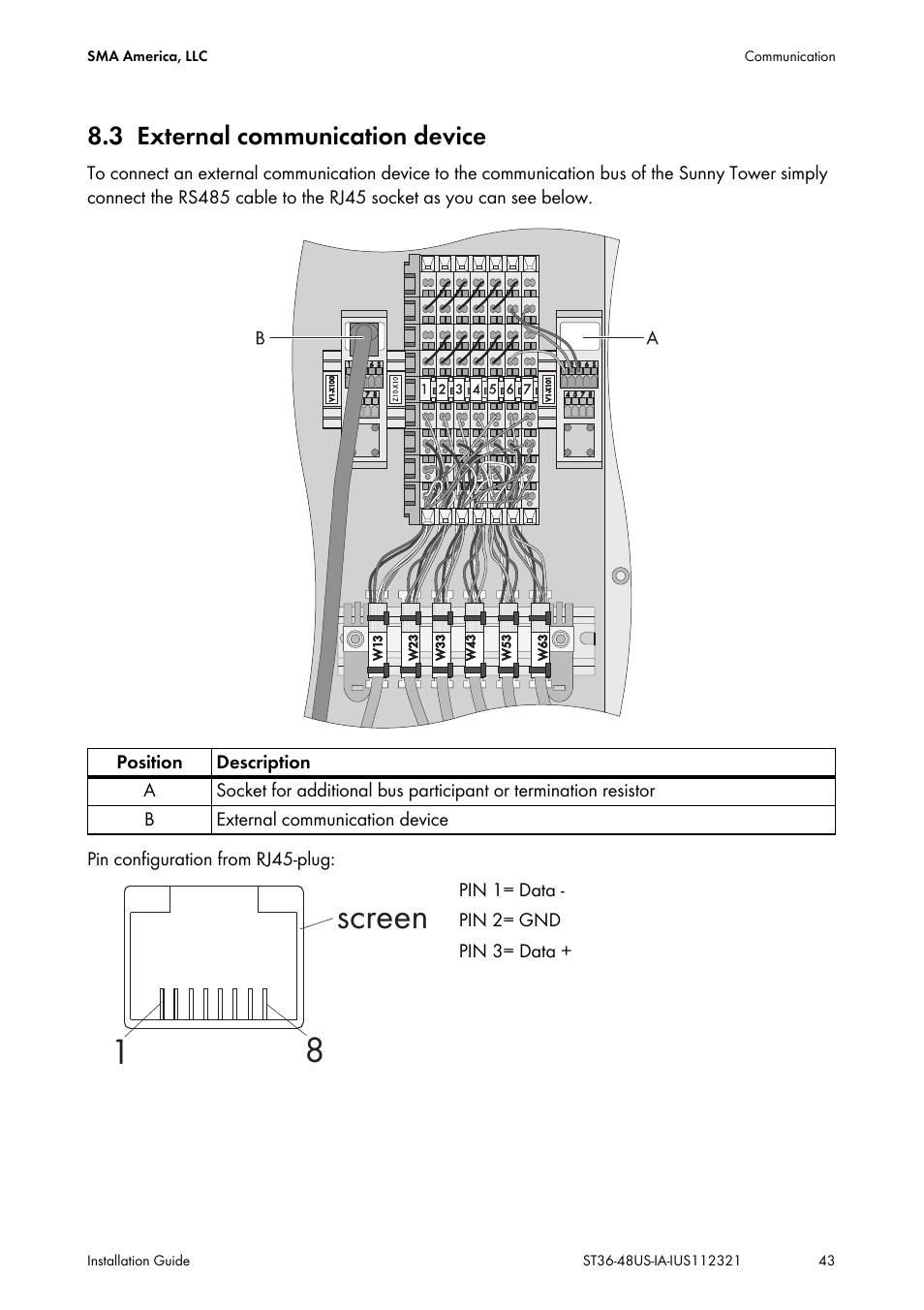 3 external communication device, External communication device, Screen 1 8 | SMA ST6-US User Manual | Page 43 / 60