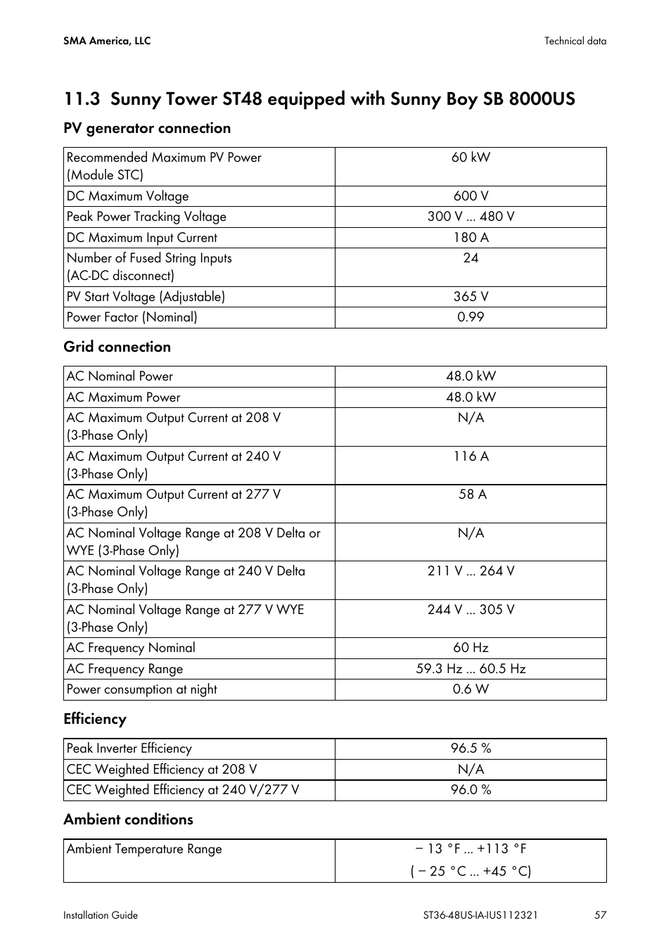 Sunny tower st48 equipped with sunny boy sb 8000us | SMA ST6-US User Manual | Page 57 / 60