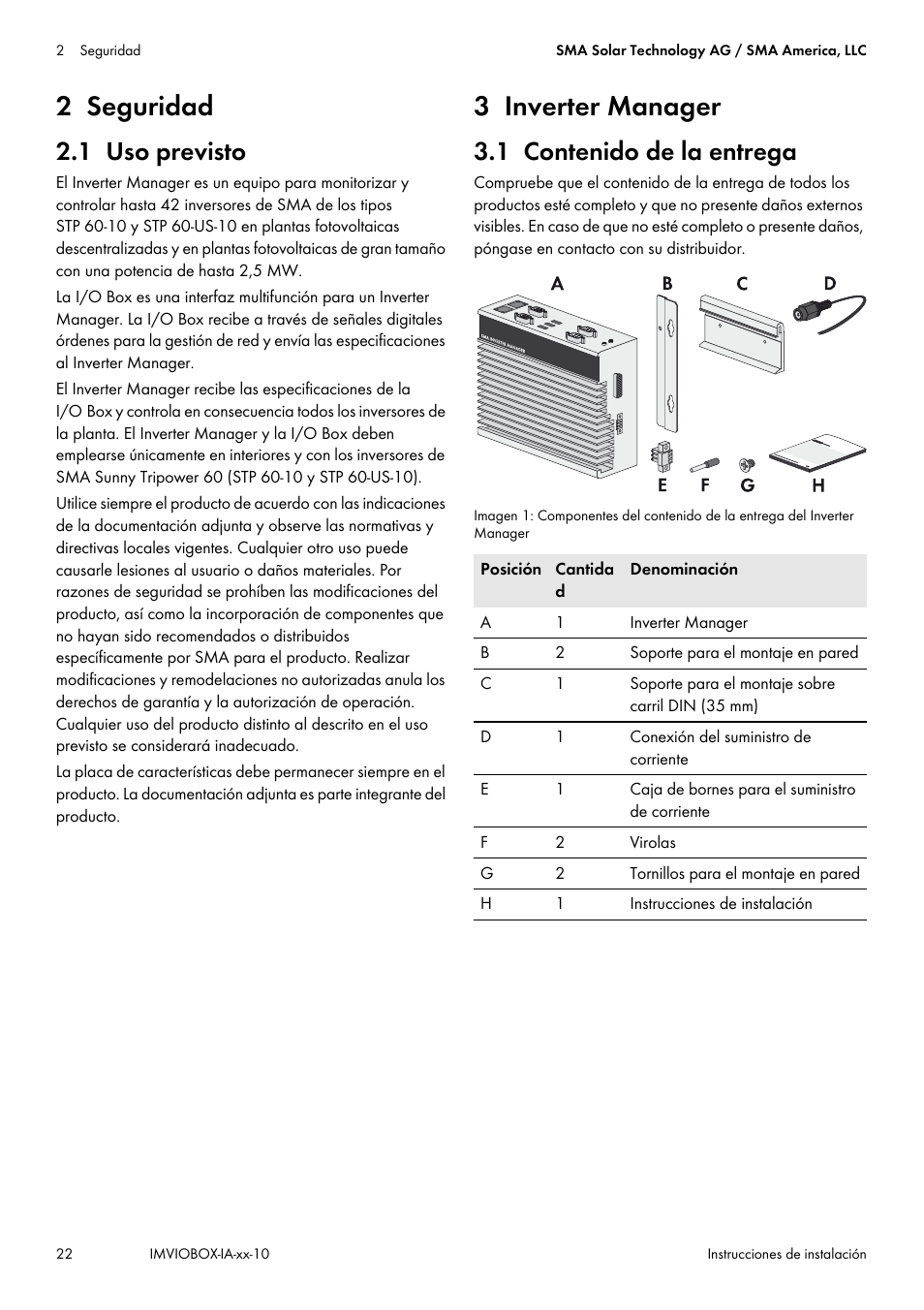 SMA INVERTER MANAGER User Manual | Page 22 / 52