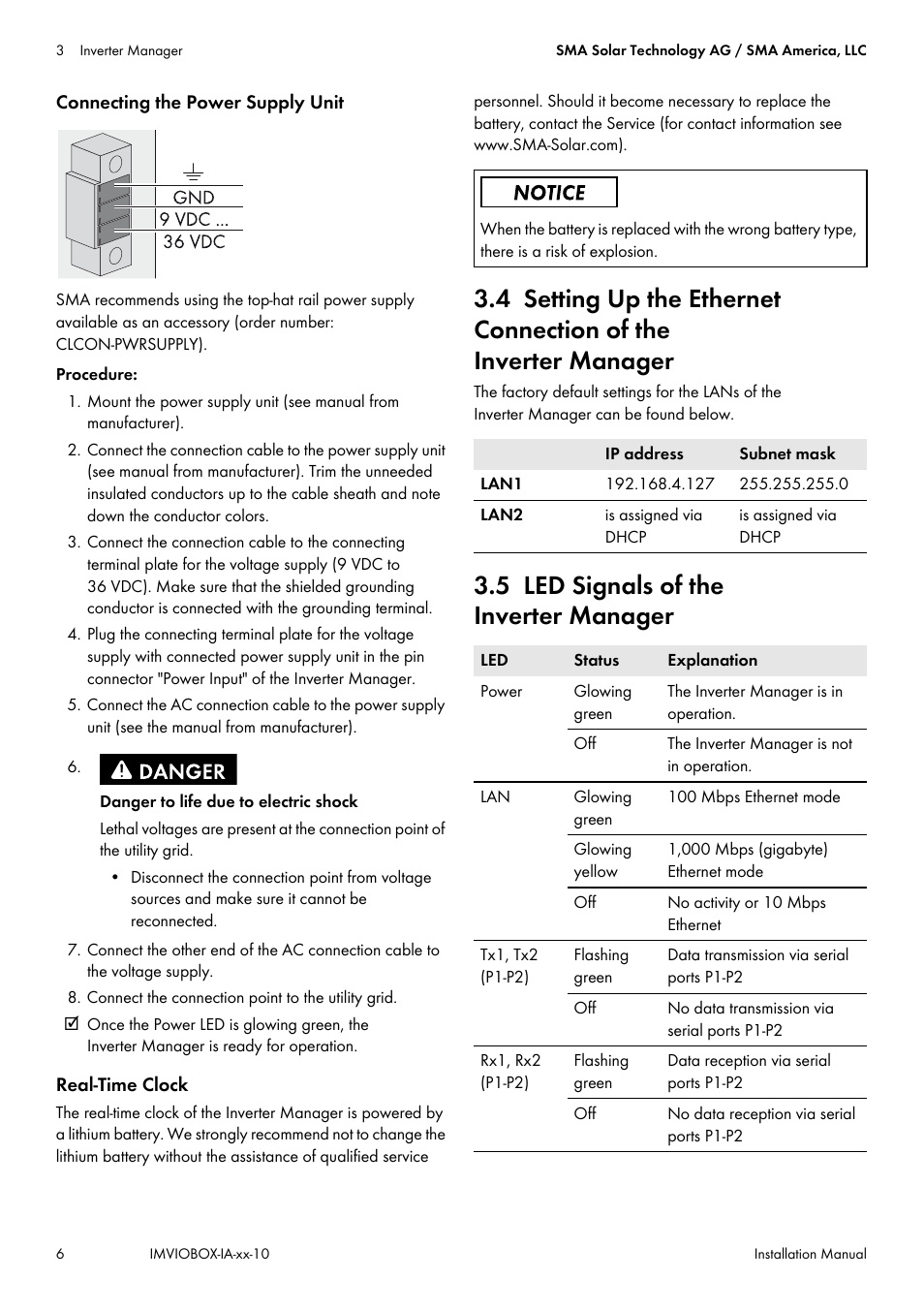 5 led signals of the inverter manager | SMA INVERTER MANAGER User Manual | Page 6 / 52