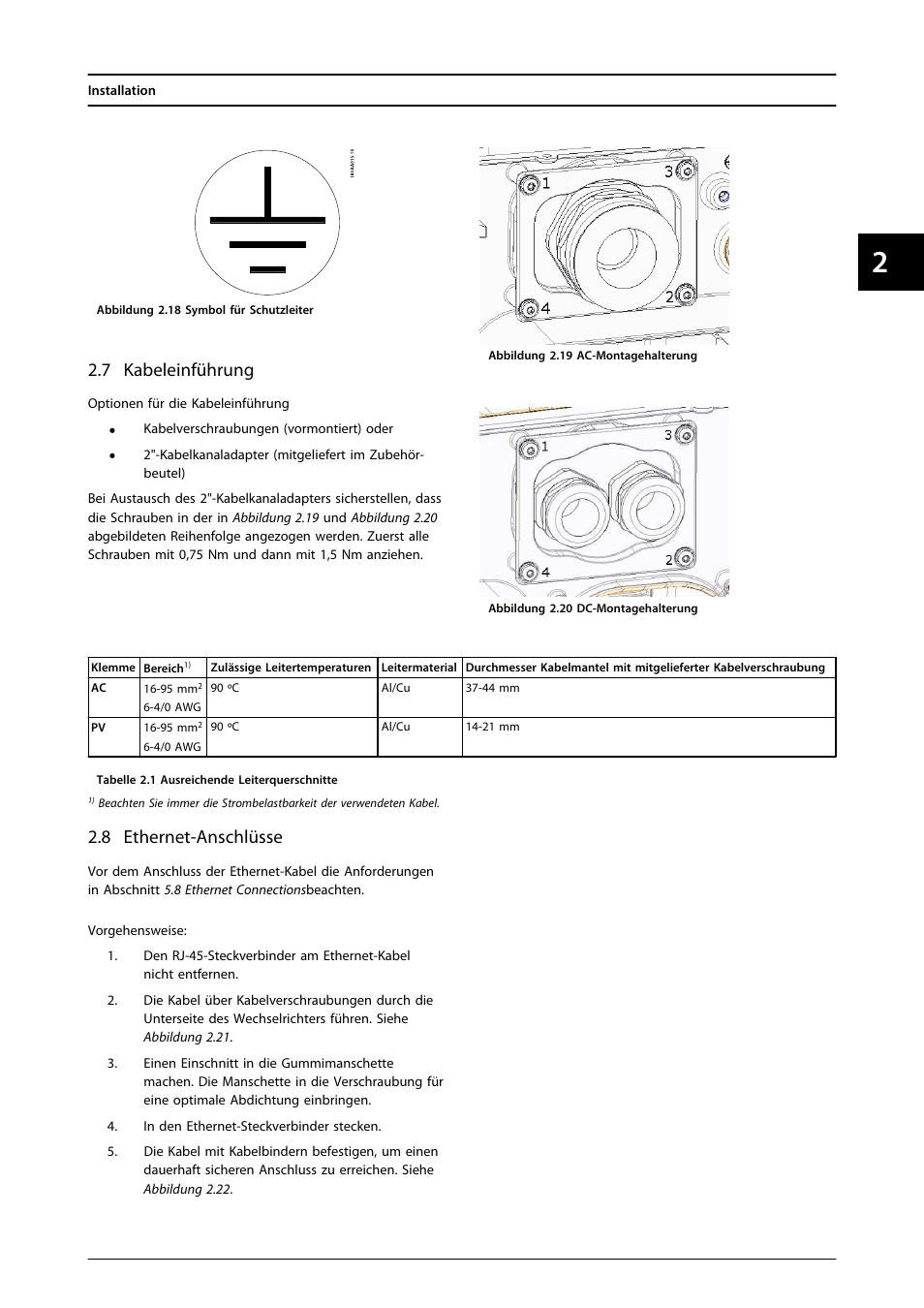 7 kabeleinführung, 8 ethernet-anschlüsse | SMA MLX Series User Manual | Page 130 / 153