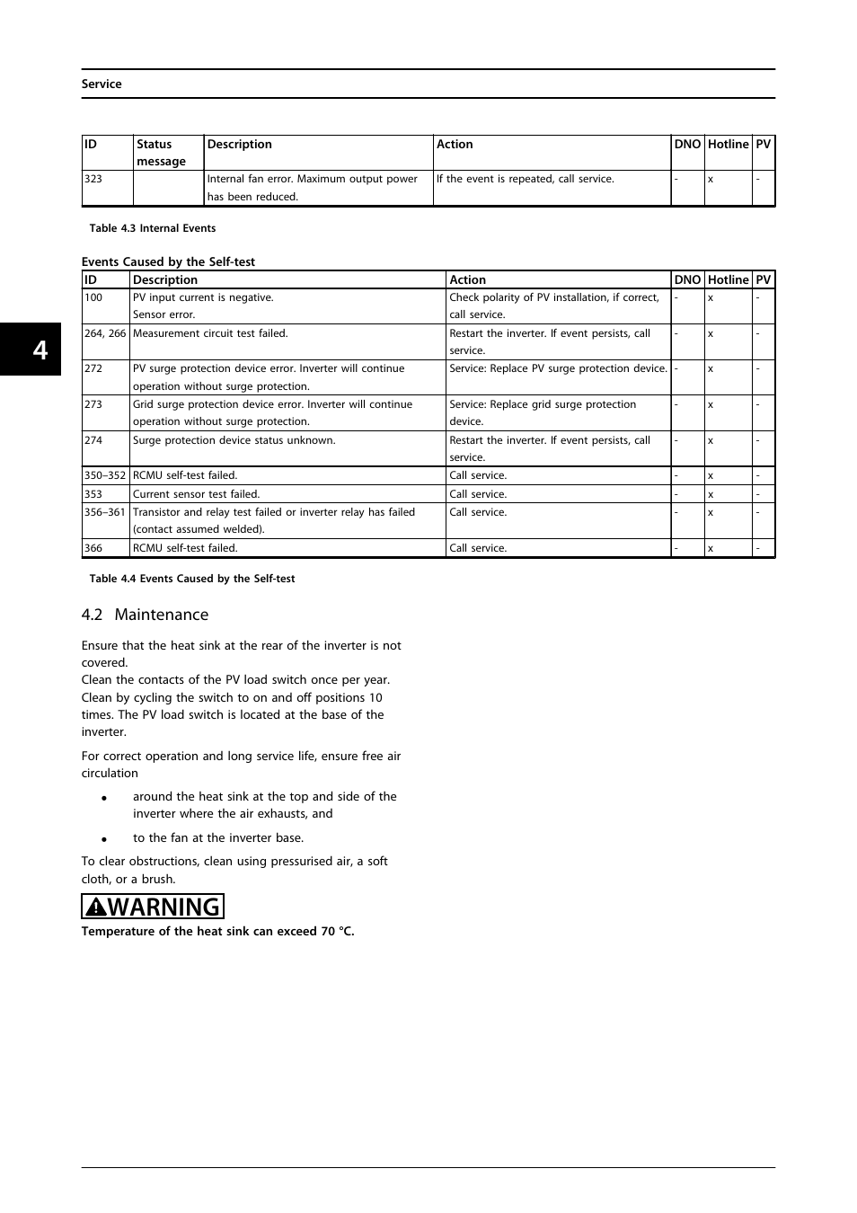 2 maintenance, Warning | SMA MLX Series User Manual | Page 31 / 153