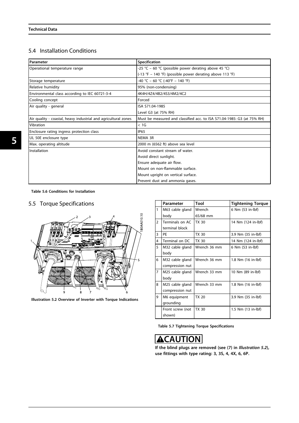 4 installation conditions, 5 torque specifications, Caution | SMA MLX Series User Manual | Page 35 / 153