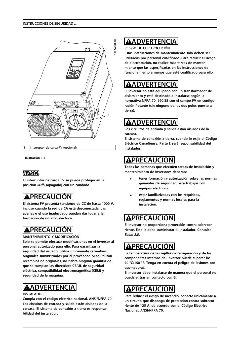 Precaución, Advertencia | SMA MLX Series User Manual | Page 39 / 153