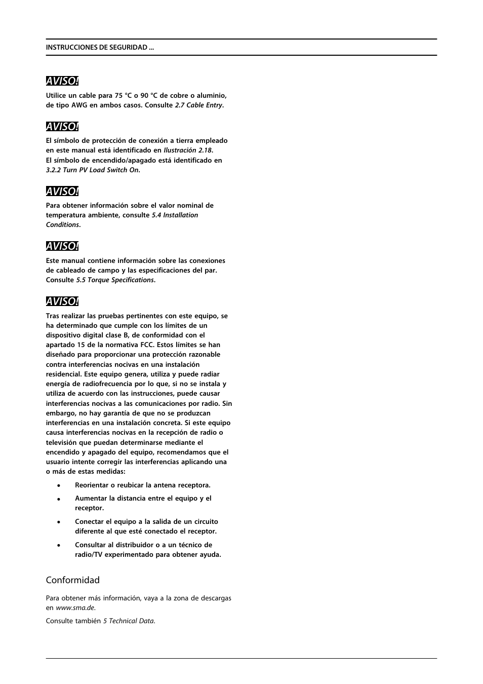 Aviso | SMA MLX Series User Manual | Page 40 / 153