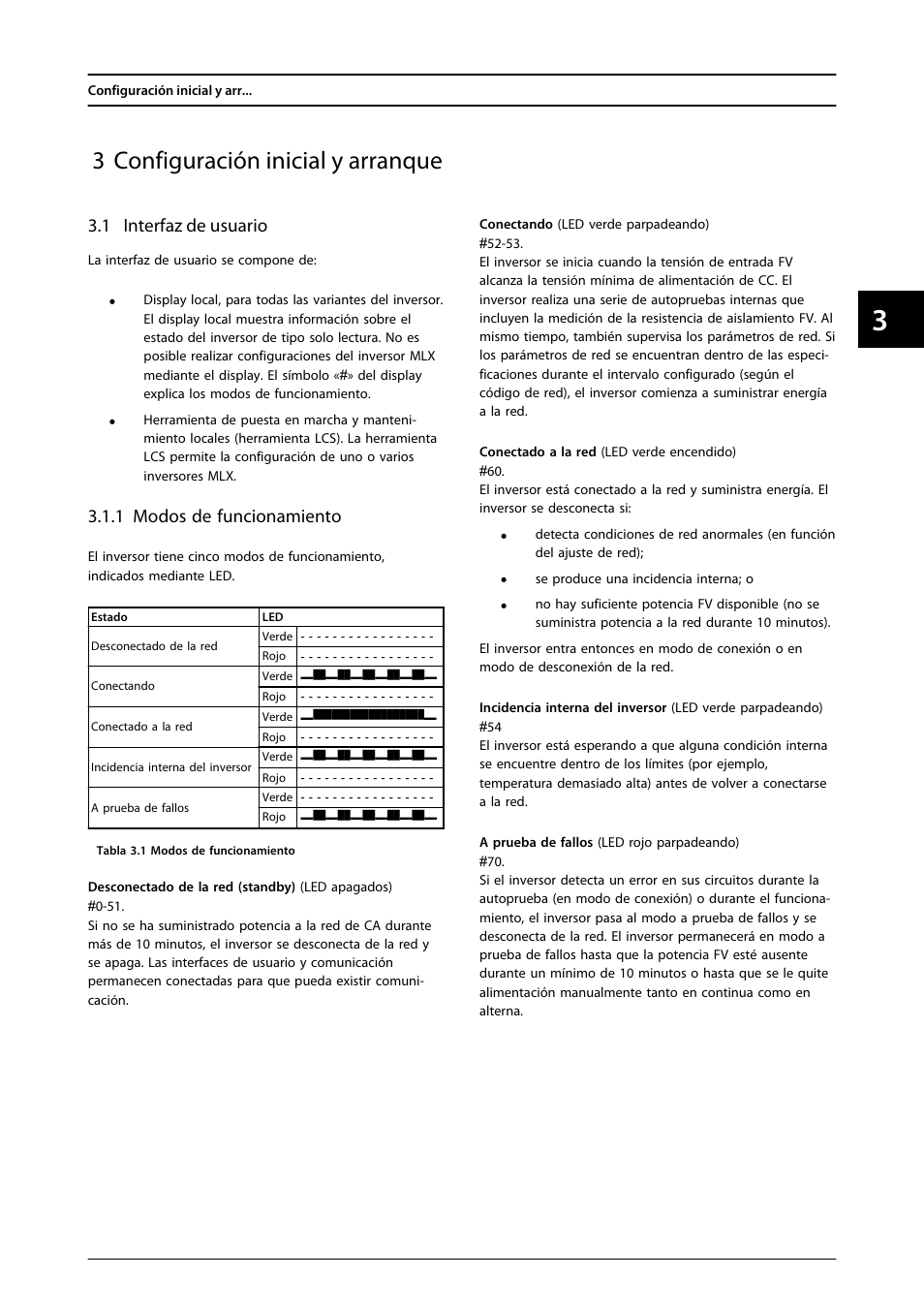 3 configuración inicial y arranque, 1 interfaz de usuario, 1 modos de funcionamiento | SMA MLX Series User Manual | Page 56 / 153