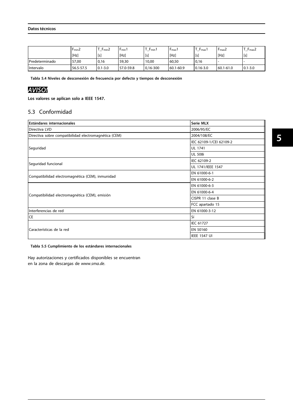 3 conformidad, Aviso | SMA MLX Series User Manual | Page 72 / 153