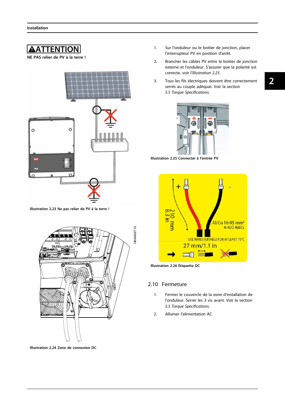 10 fermeture, Attention | SMA MLX Series User Manual | Page 94 / 153