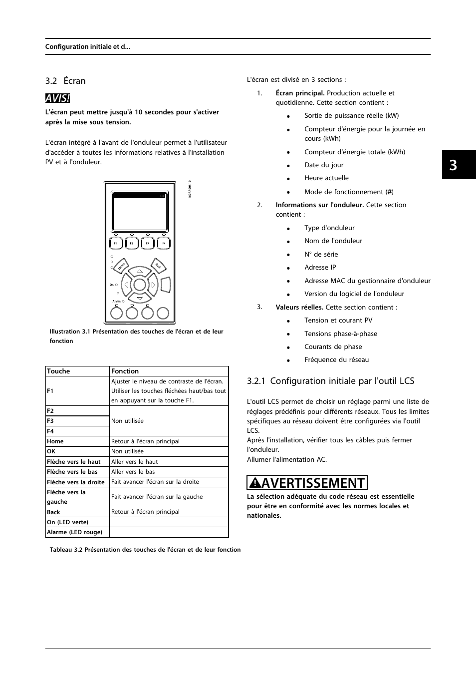 2 écran, 1 configuration initiale par l'outil lcs, Avertissement | Avis | SMA MLX Series User Manual | Page 96 / 153