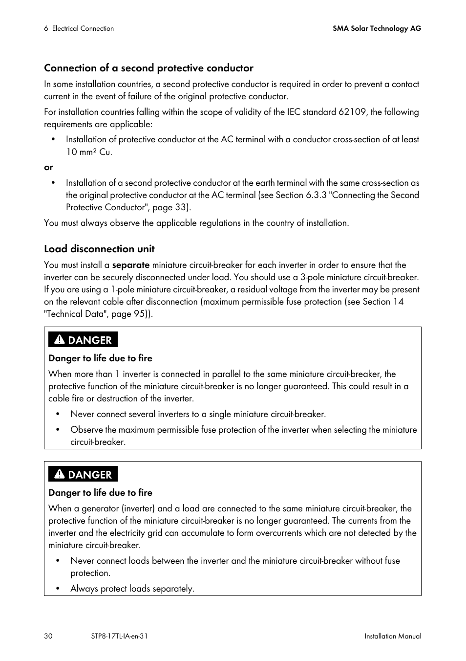 SMA STP 8000TL-10 User Manual | Page 30 / 128