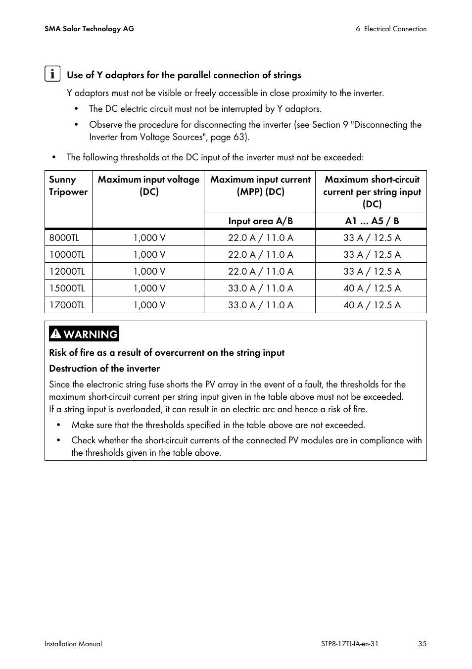 SMA STP 8000TL-10 User Manual | Page 35 / 128