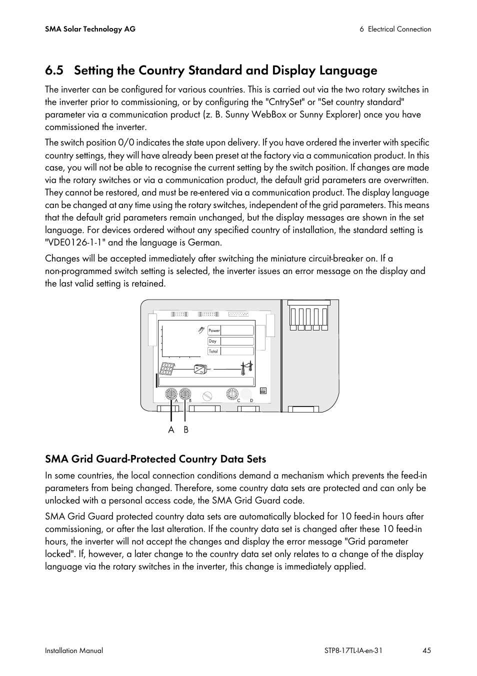 Sma grid guard-protected country data sets | SMA STP 8000TL-10 User Manual | Page 45 / 128