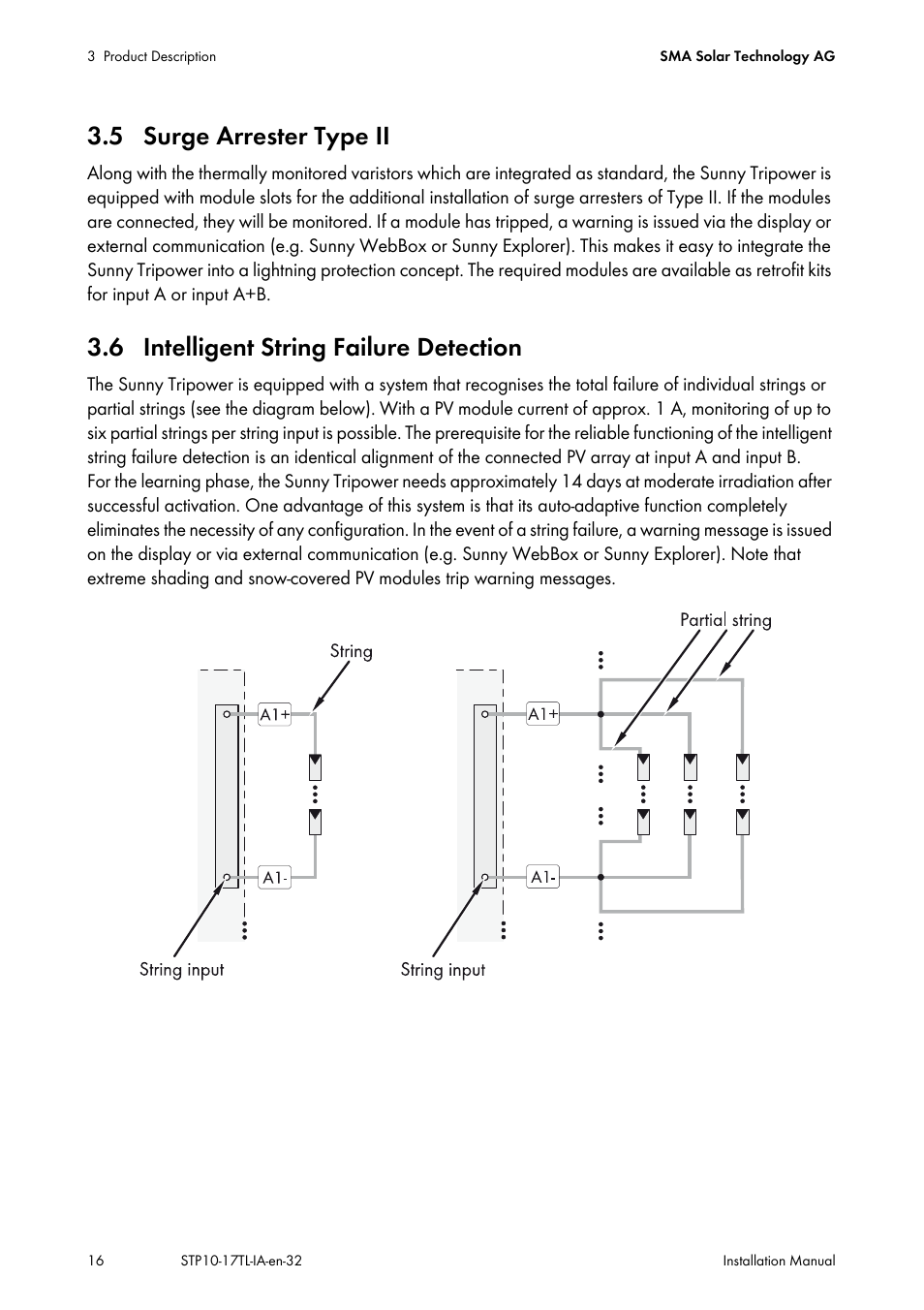 5 surge arrester type ii, 6 intelligent string failure detection | SMA STP 10000TL-10 Installation User Manual | Page 16 / 116