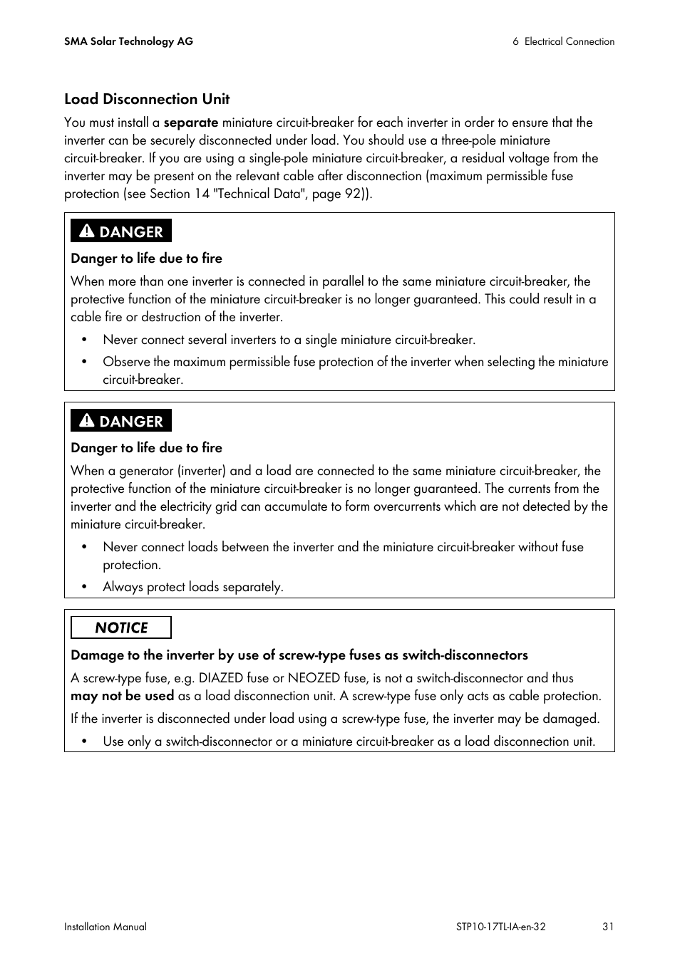 SMA STP 10000TL-10 Installation User Manual | Page 31 / 116