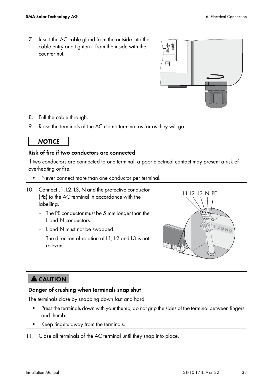 SMA STP 10000TL-10 Installation User Manual | Page 33 / 116