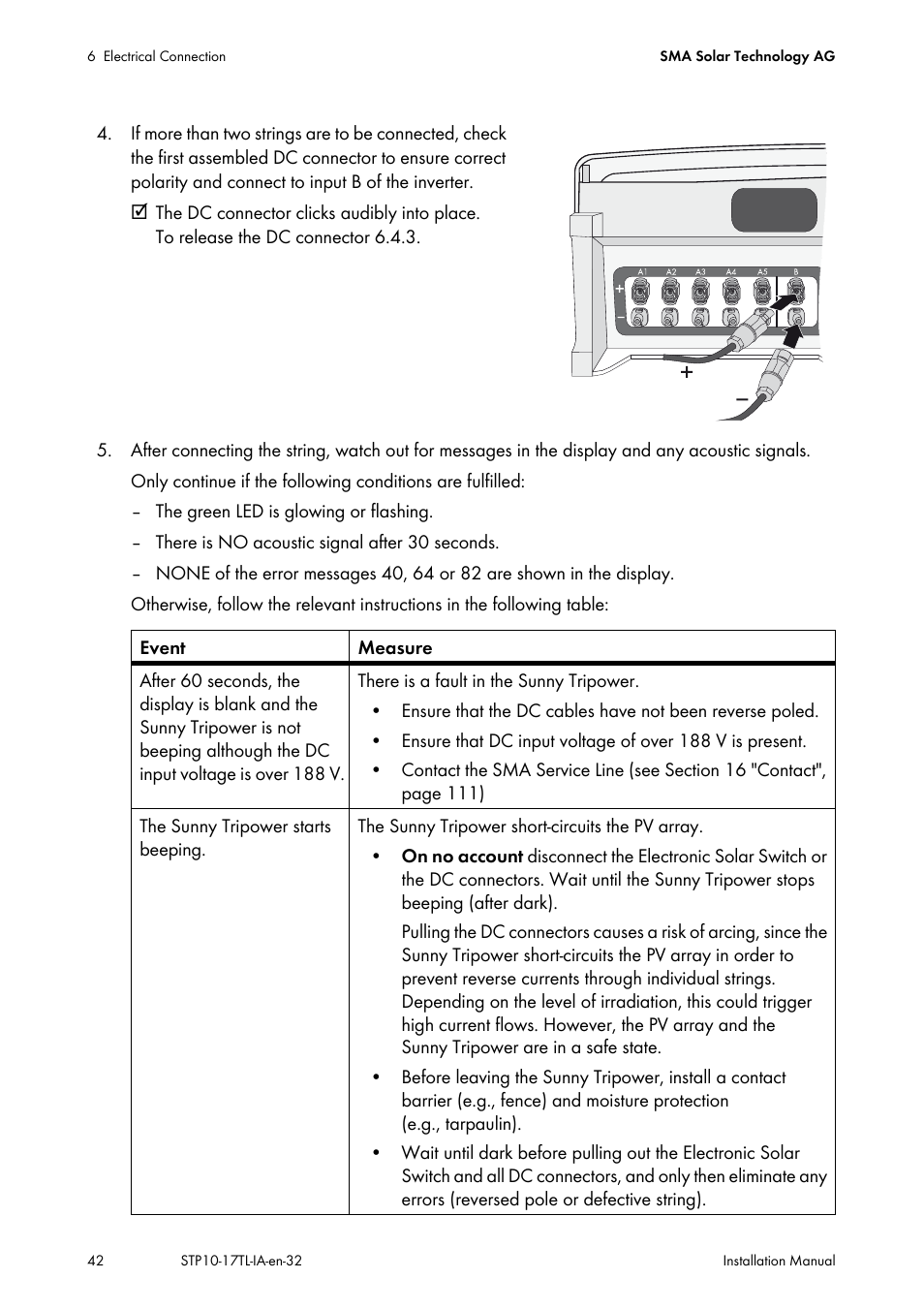 SMA STP 10000TL-10 Installation User Manual | Page 42 / 116