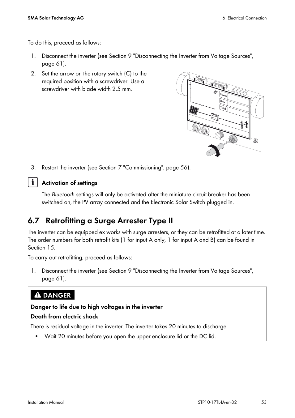 7 retrofitting a surge arrester type ii | SMA STP 10000TL-10 Installation User Manual | Page 53 / 116