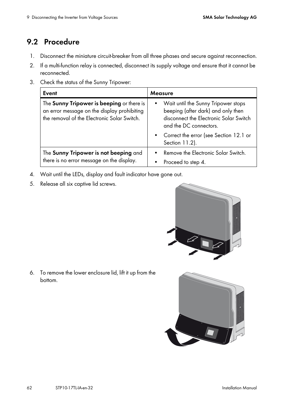 2 procedure | SMA STP 10000TL-10 Installation User Manual | Page 62 / 116