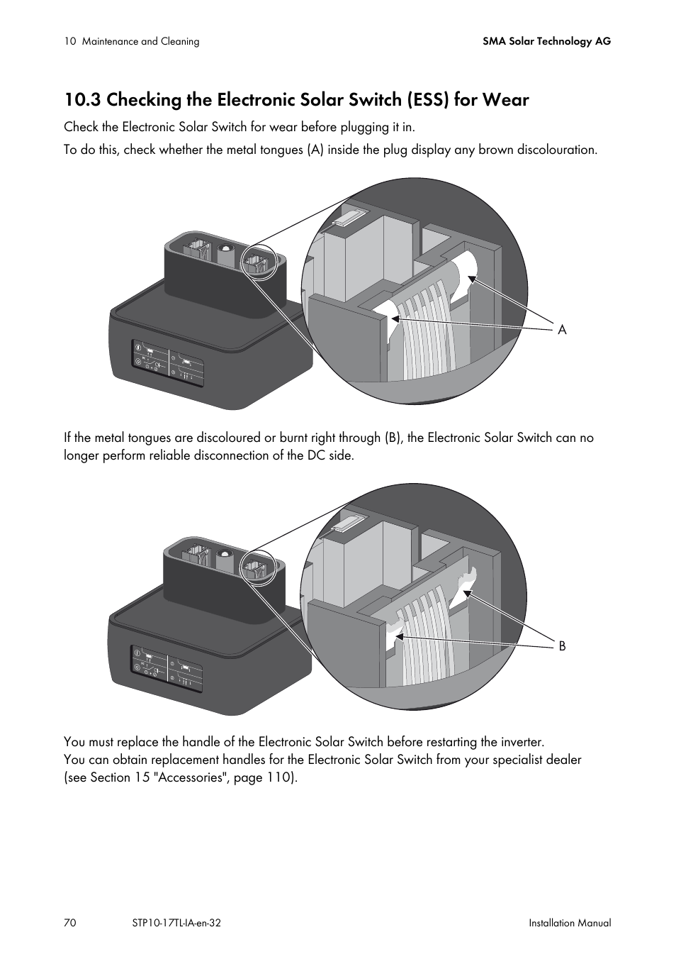 Ection 10.3 | SMA STP 10000TL-10 Installation User Manual | Page 70 / 116