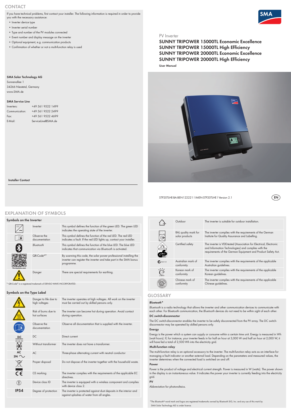 SMA STP 15000TL User Manual | 2 pages