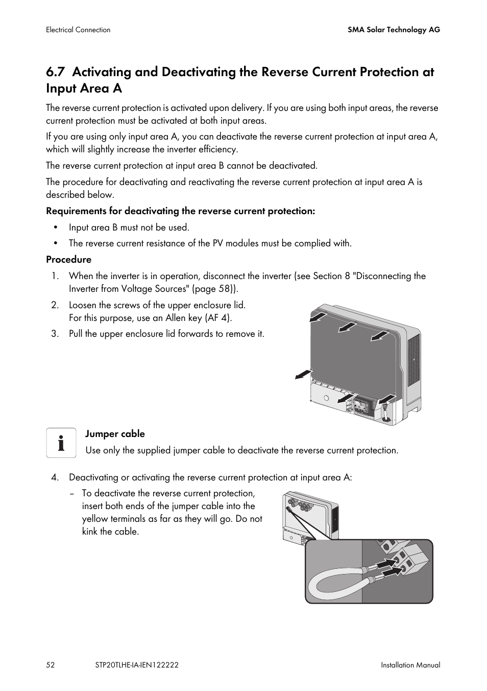 At input area a | SMA STP 15000TL Installation User Manual | Page 52 / 96