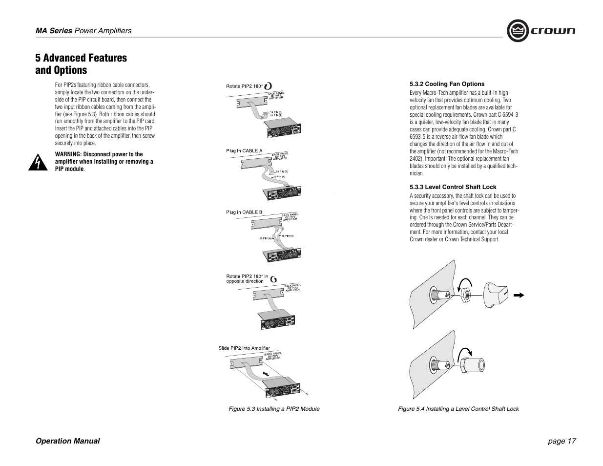 5 advanced features and options | Crown Audio MA-1202 User Manual | Page 17 / 36
