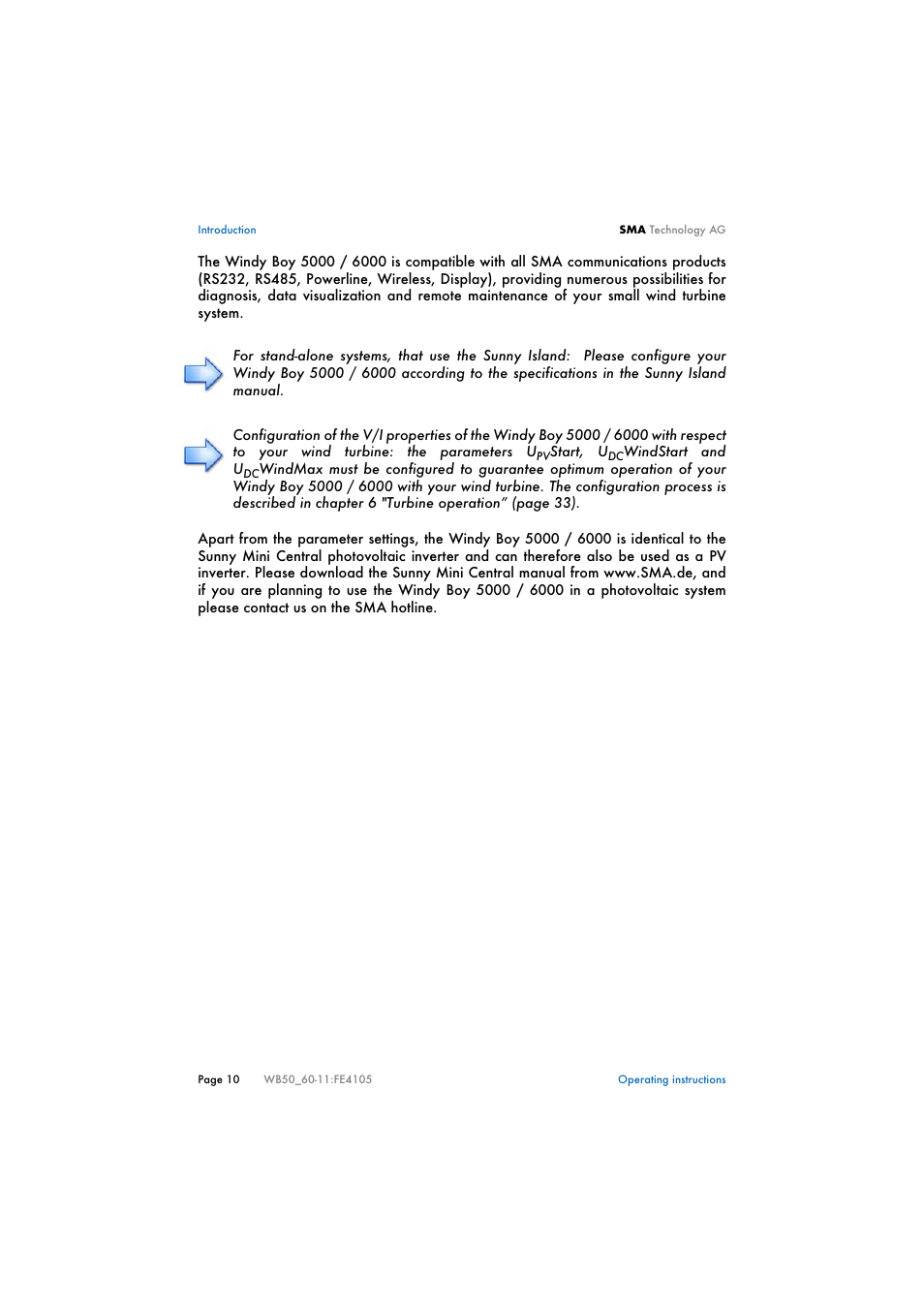 SMA WB 5000 User Manual | Page 10 / 70