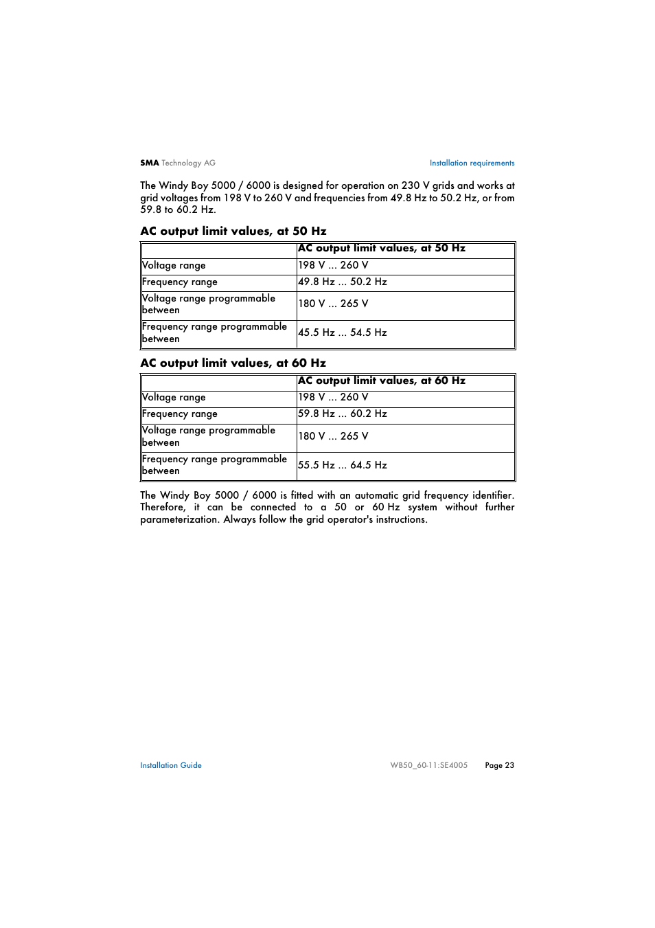 SMA WB 5000 Installation User Manual | Page 23 / 54